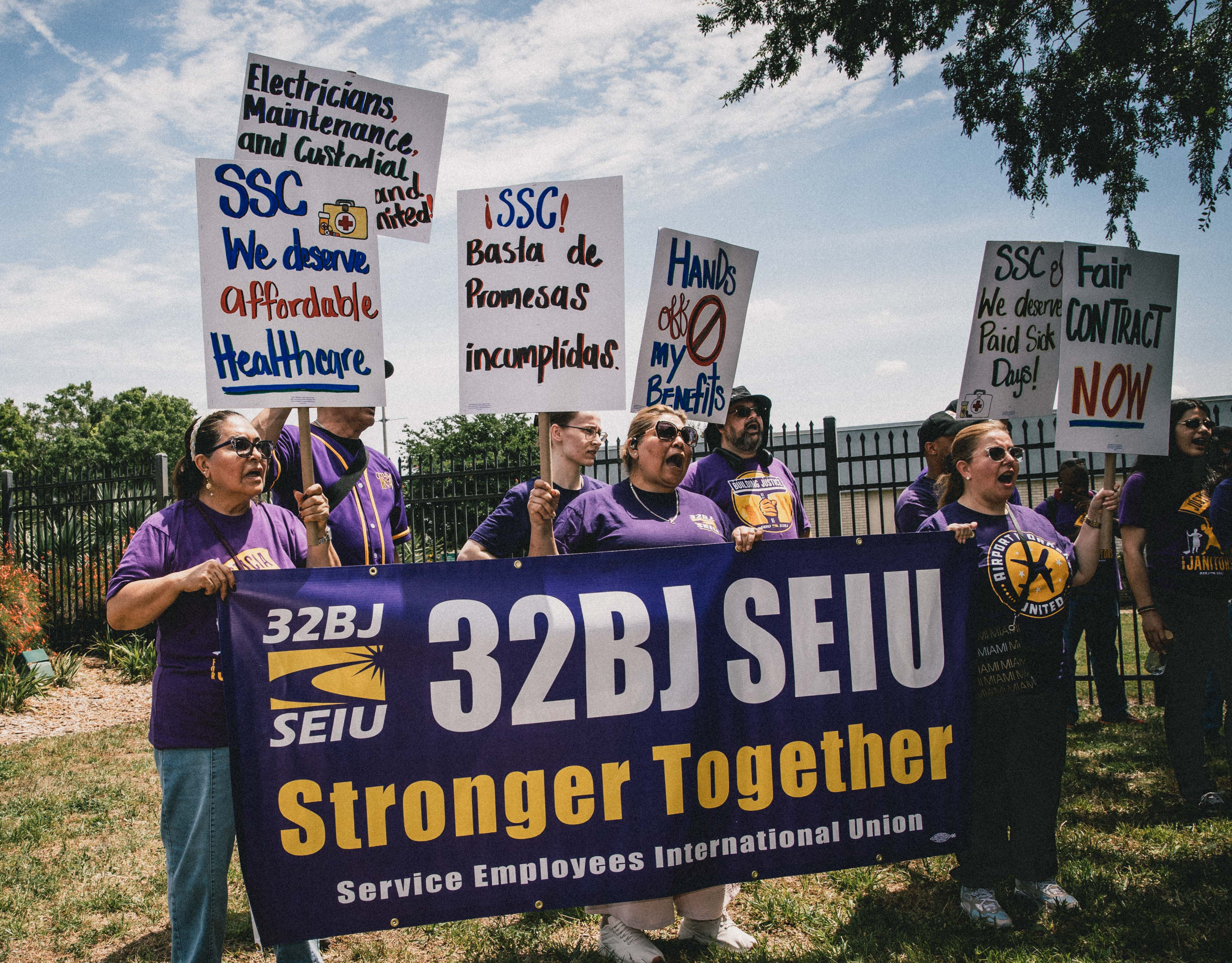‘So many broken promises’: Blue-collar workers at USF protest for union contact, higher wages, affordable healthcare